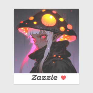 Dark Fantasy Mushroom Elf Anime Girl Aufkleber