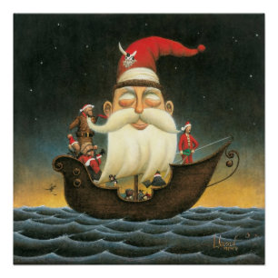 Dark Fantasy Santa Pirate Leinwand Art Poster