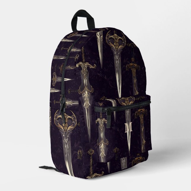 Dark Fantasy Swords Bedruckter Rucksack (Rückseitige Ecke links)