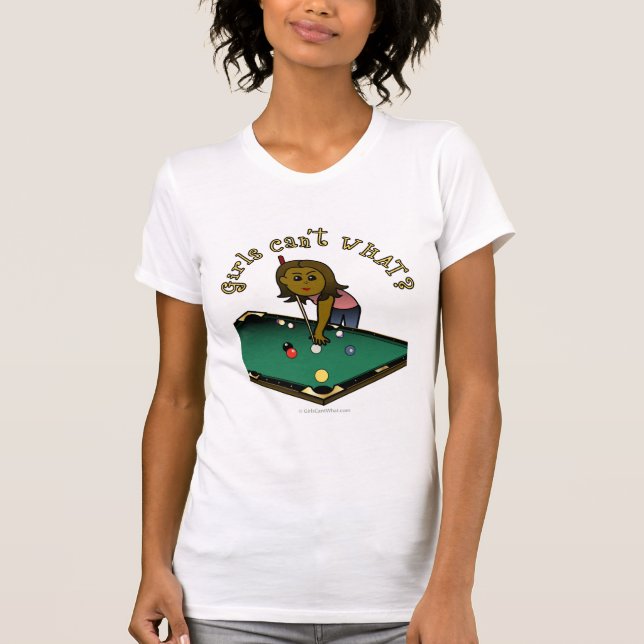 Dark Female Billiard Player T-Shirt (Vorderseite)