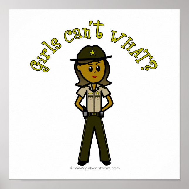Dark Female Sheriff in Brown Uniform Poster (Vorne)