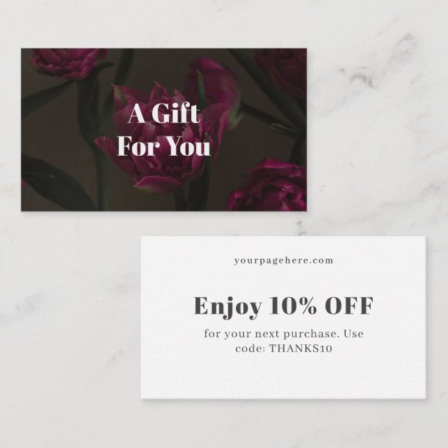 Dark floral aesthetic rabattkarte (Vorne/Hinten)