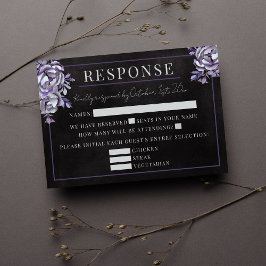 Dark Floral Black Gothic Lila Halloween Hochzeit RSVP Karte