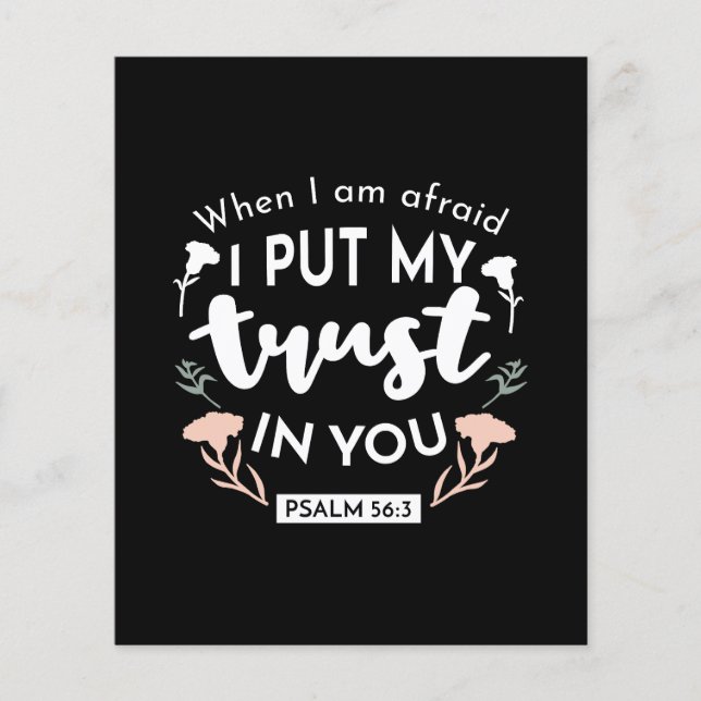 Dark Floral Christlich Art - Psalm 56:3 Flyer (Vorne)