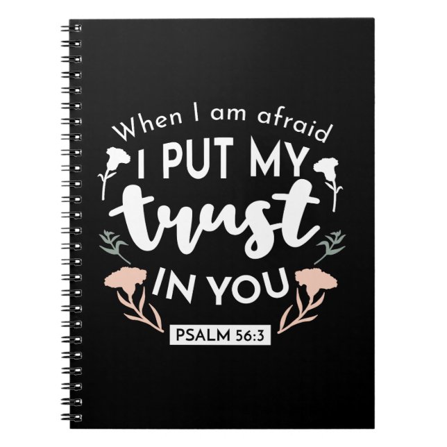 Dark Floral Christlich Art - Psalm 56:3 Notizblock (Vorderseite)