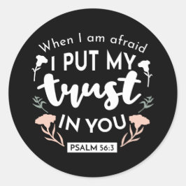 Dark Floral Christlich Art - Psalm 56:3 Runder Aufkleber