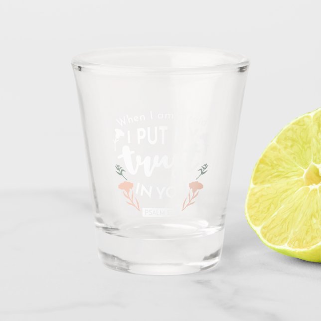 Dark Floral Christlich Art - Psalm 56:3 Schnapsglas (Vorderseite)