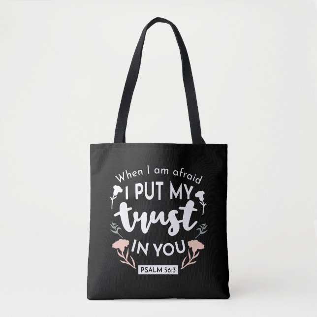 Dark Floral Christlich Art - Psalm 56:3 Tasche (Vorderseite)