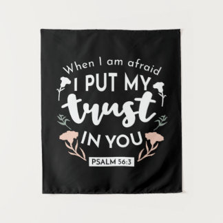 Dark Floral Christlich Art - Psalm 56:3 Wandteppich