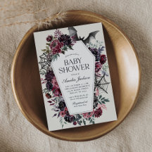 Dark Floral Coffin Halloween Babydusche