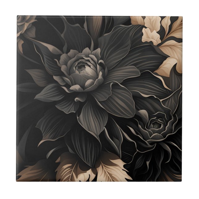 Dark Floral Fliese (Vorderseite)