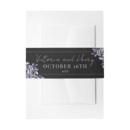 Dark Floral Gothic Black Lila Halloween Hochzeit Einladungsbanderole