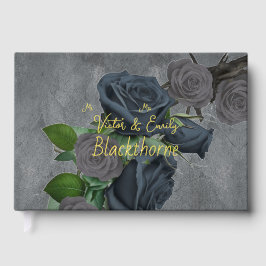 Dark Floral Gothic Style Wedding Foil Gästebuch