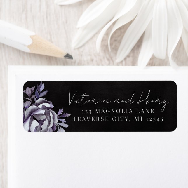 Dark Floral Moody Gothic Wedding Rücksendeadresse (Insitu)