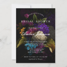 Dark Floral Moody Wedding Bridal Dusche Einladung
