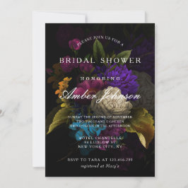 Dark Floral Moody Wedding Bridal Dusche Einladung