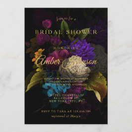 Dark Floral Moody Wedding Bridal Dusche Einladung