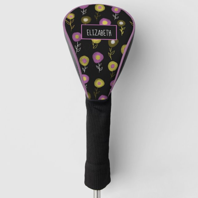 Dark Floral Muster Girlaname Golf Headcover (Vorderseite)