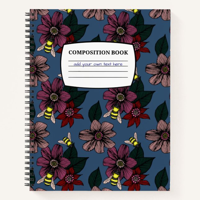 Dark Floral Muster Zusammensetzung Notizbuch (Vorderseite)