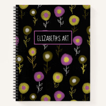 Dark Floral Pattern Giro Name Art Sketchbook