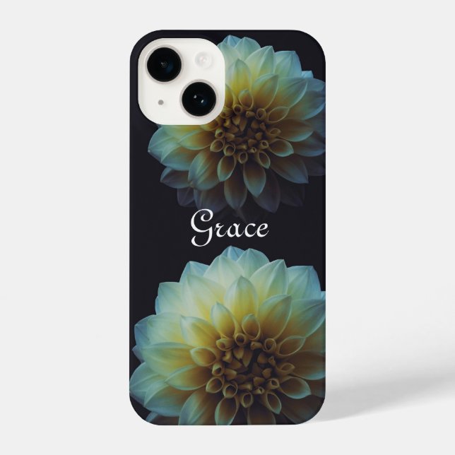 Dark Floral Personalisiert iPhone Case iPhone 14 Hülle (Rückseite)