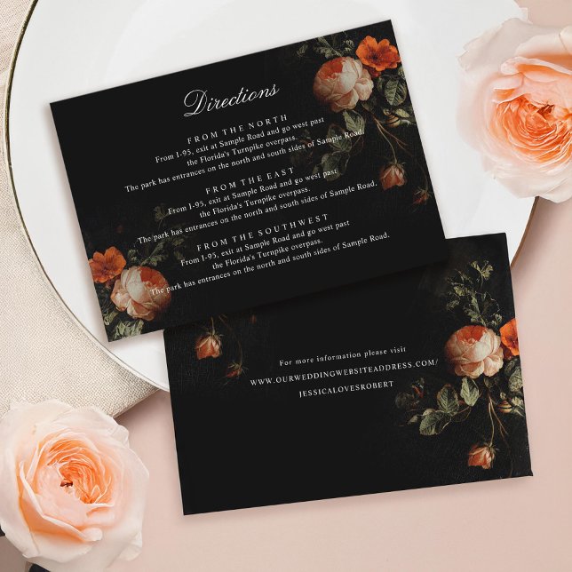 Dark Floral Rose Holländische Meister Hochzeitsric Begleitkarte (Von Creator hochgeladen)