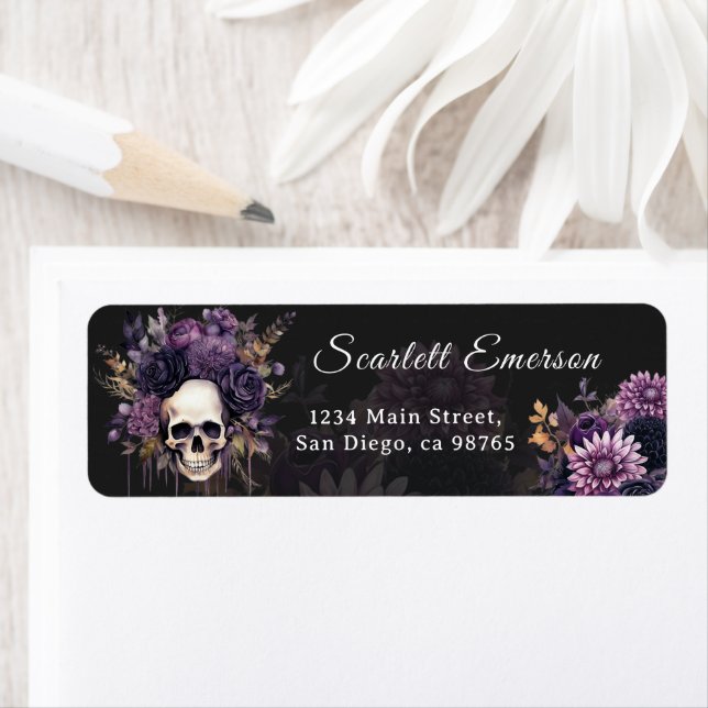 Dark Floral Skull Gothic-Brautparty-Adresse (Insitu)