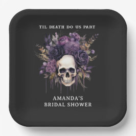 Dark Floral Skull Halloween Brautparty Pappteller