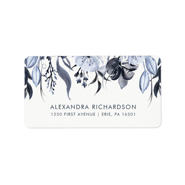 Dark Floral | Wasserfarbenhochzeit Adressaufkleber (Vorne)