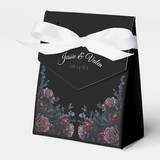 Dark Floral Wedding Gothic Black Elegant Geschenkschachtel (Vorderseite)