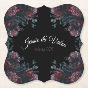 Dark Floral Wedding Gothic Black Elegant Untersetzer