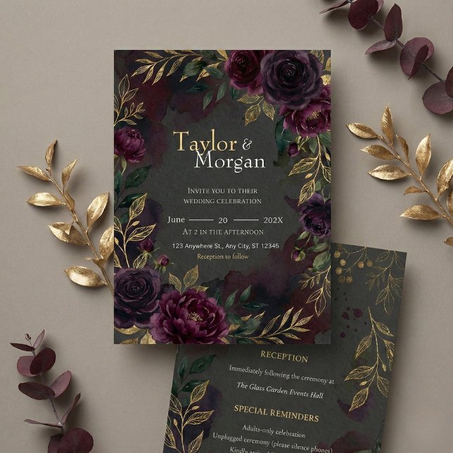 Dark-floral Wedding Invitation (Créateur téléchargé)