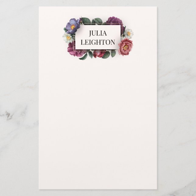 Dark Florals Briefpapier (Vorderseite)