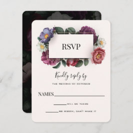 Dark Florals Modern Wedding Repcard