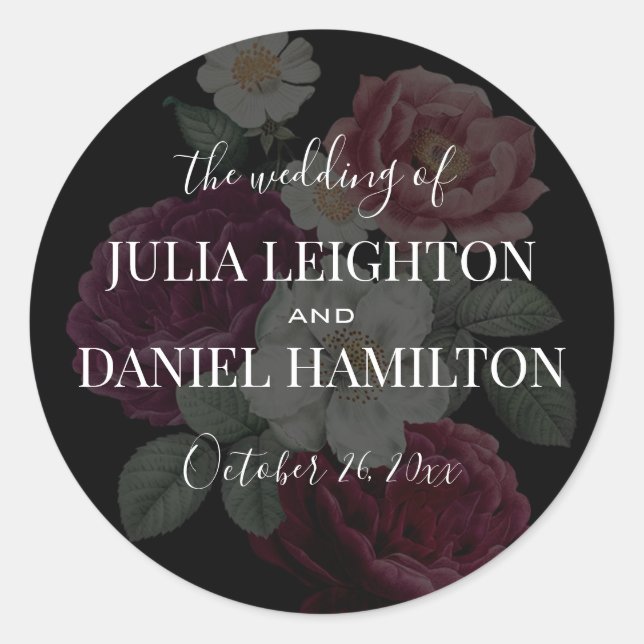 Dark Florals Runder Aufkleber (Vorderseite)