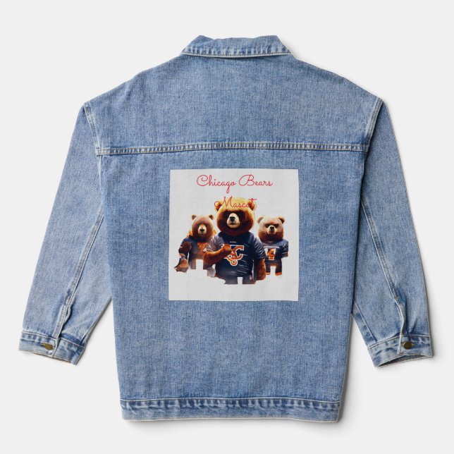 Dark Forest Chicago Bears Maskottchen – Böser Foot Jeansjacke (Rückseite)
