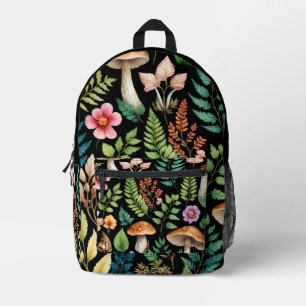 Dark Forest Mushroom Woodland Art Bedruckter Rucksack