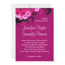 Dark Fuchsia Floral 5" x 7" Einladungen für Hochze