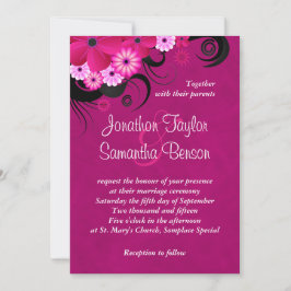 Dark Fuchsia Floral 5" x 7" Einladungen für Hochze