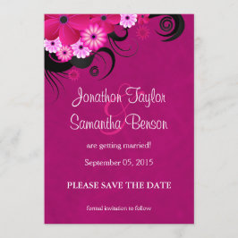 Dark Fuchsia Floral Ankündigung Datum freihalten