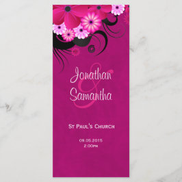 Dark Fuchsia Floral Wedding Program Template Card Programm