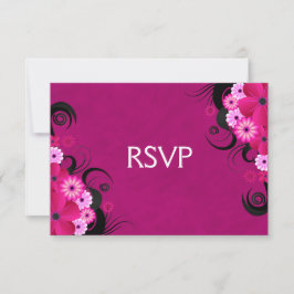Dark Fuchsia Floral Wedding RSVP Response Cards