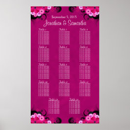 Dark Fuschia Floral 14 Hochzeitstisch Seetabelle Poster