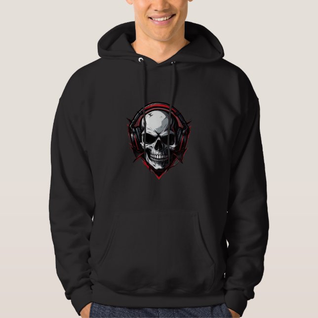 Dark Gamer Skull Headphones  Hoodie (Vorderseite)