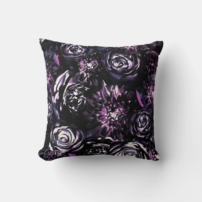 Dark Garden Bewitching Lila Glam Blume Kissen (Vorderseite)