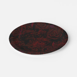 Dark Garden Rote Romantische Blume Gotische Hochze Pappteller