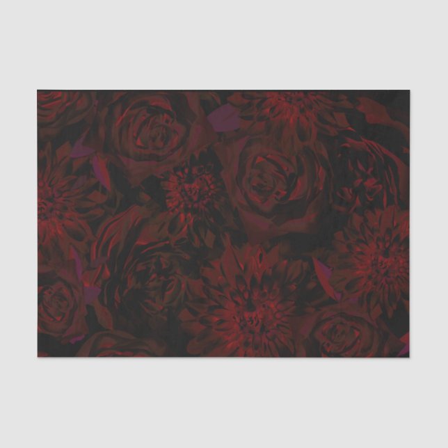 Dark Garden Rote Romantische Blume Gotische Hochze Seidenpapier (Vorderseite)