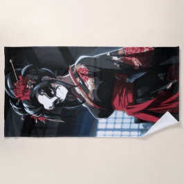 Dark Geisha Portrait Japanese Gothic Art Strandtuch