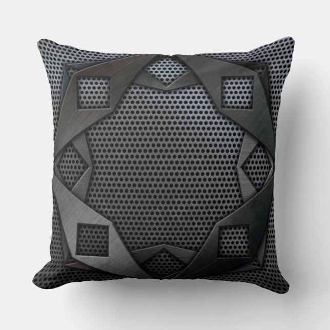 Dark Geometric Metal Pillow Kissen (Vorderseite)
