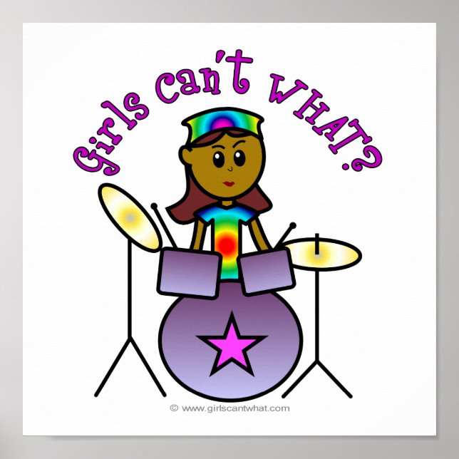 Dark Girl Playing Drums Poster (Vorne)
